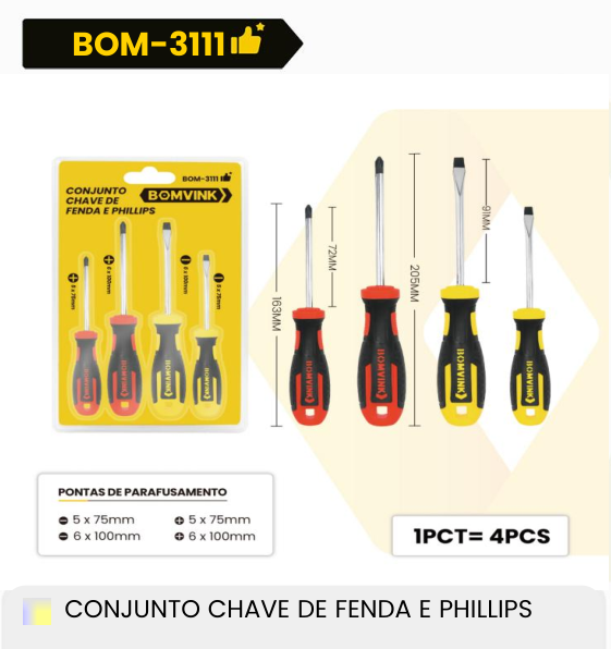 Conjunto Chave Fenda Phillips