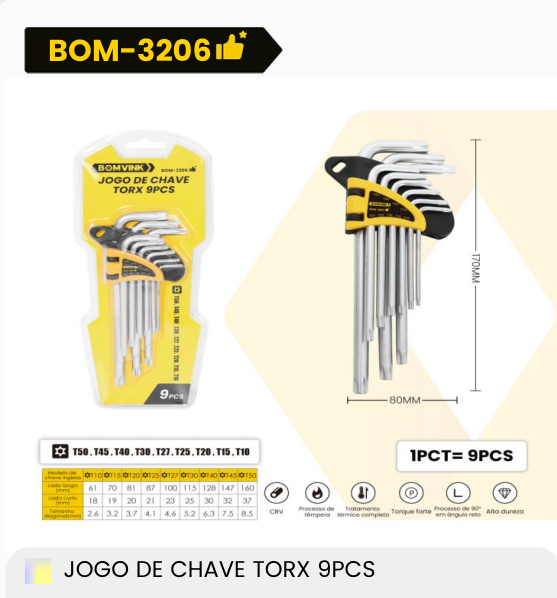 Jogo de Chave Torx