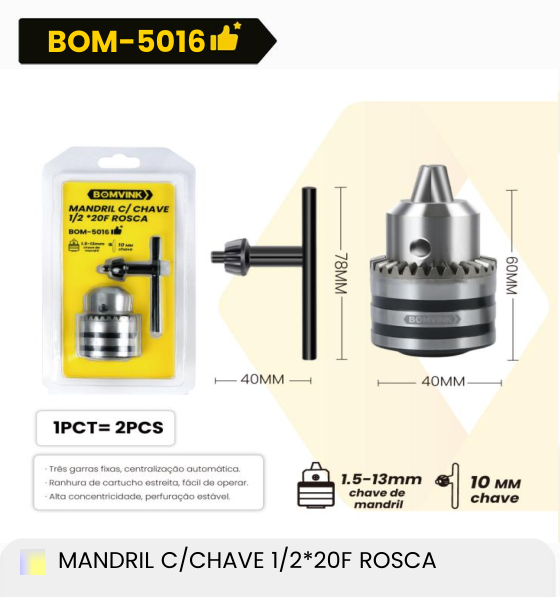 Mandril com Chave