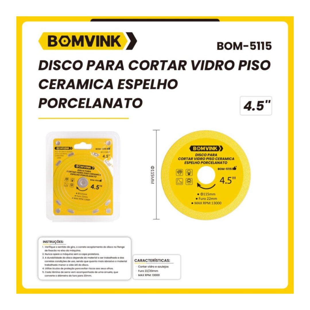 Disco para Cortar Vidro e Porcelanato