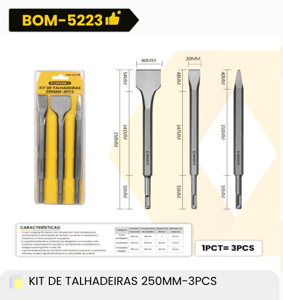 Kit de Talhadeiras 3Pcs